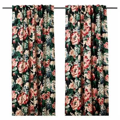 Nowe IKEA LEIKNY 145x300cm Komplet Zasłon Para Kwiaty Zasłony LEN