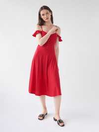 Nowa sukienka czerwona Mohito 38 40 MIDI guziki święta M L hiszpanka