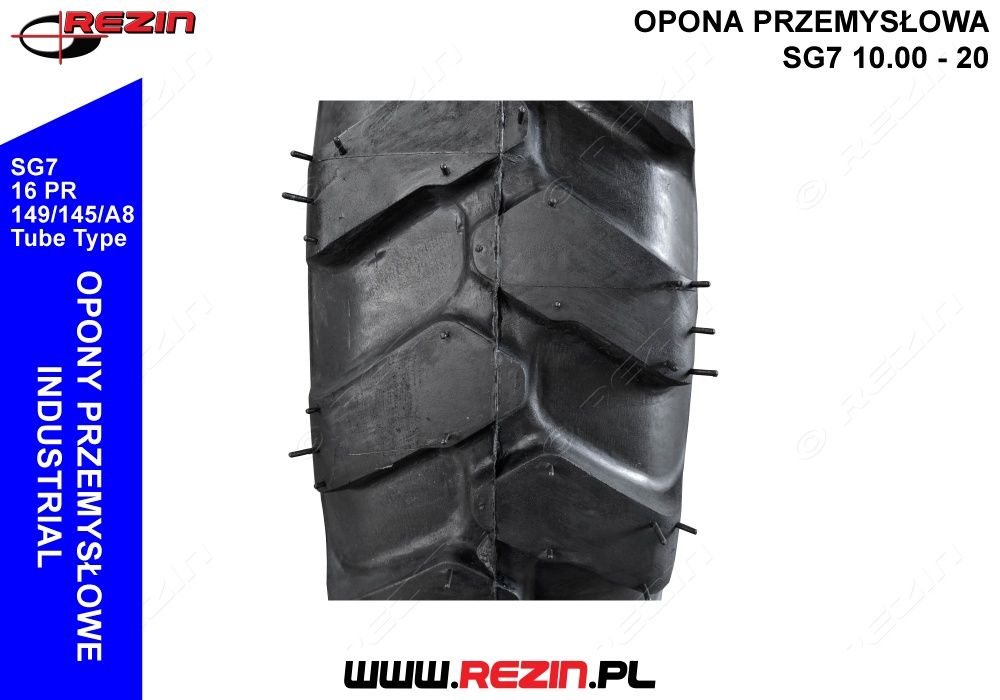 Opona przemysłowa budowlana SG7 10.00 - 20 REZIN POLSKA BIEŻNIKOWANA