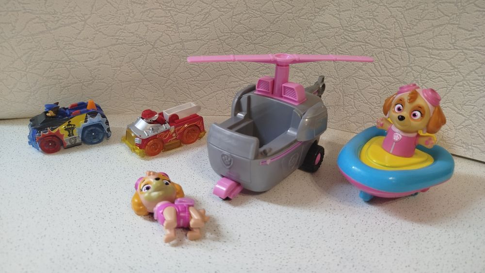 Скай на вертолёте и заводной лодке,маршал гонщик Щенячий патруль Ориги