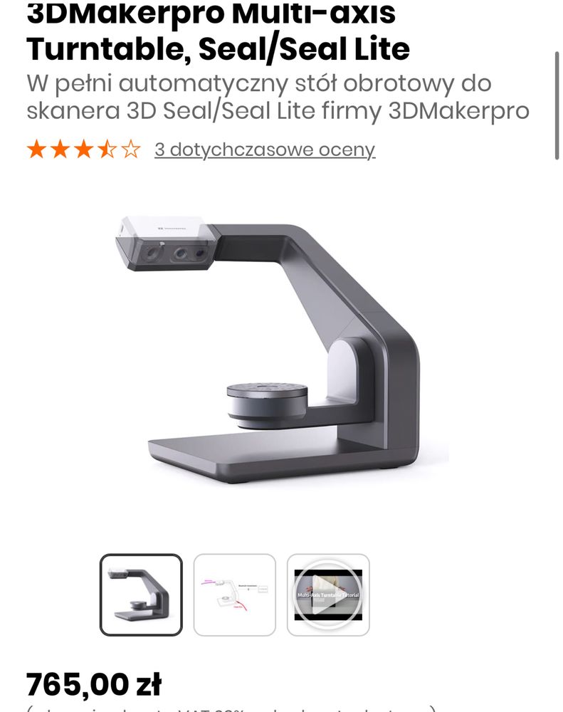 3DMakerpro Seal Standard 3D Scanner + Multi-axis Turntable