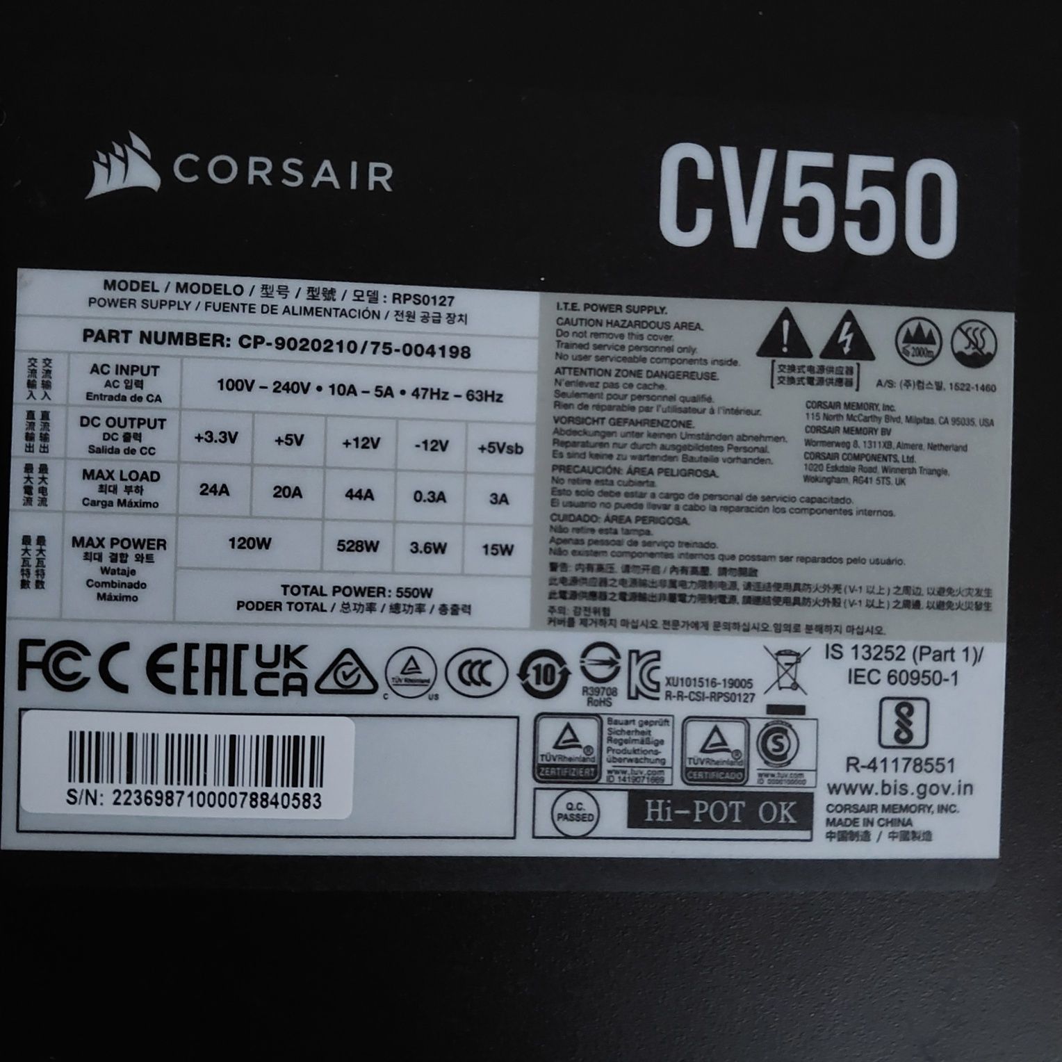 Zasilacz do pc CV550