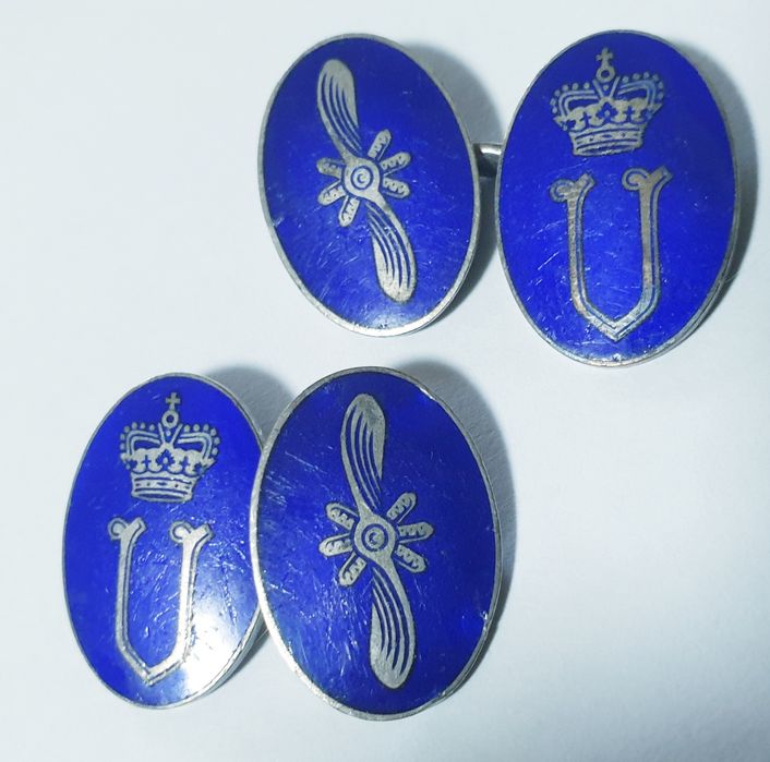 Antigos botões de punho em prata - insignias do Rei Umberto da Itália