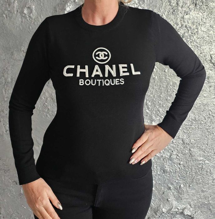 C H A N E L sweterek czarny  roz L