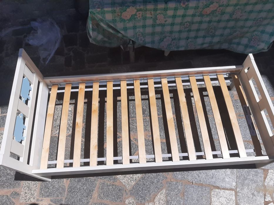 Estrutura cama c/estrado ripas, branco, 70x160 cm