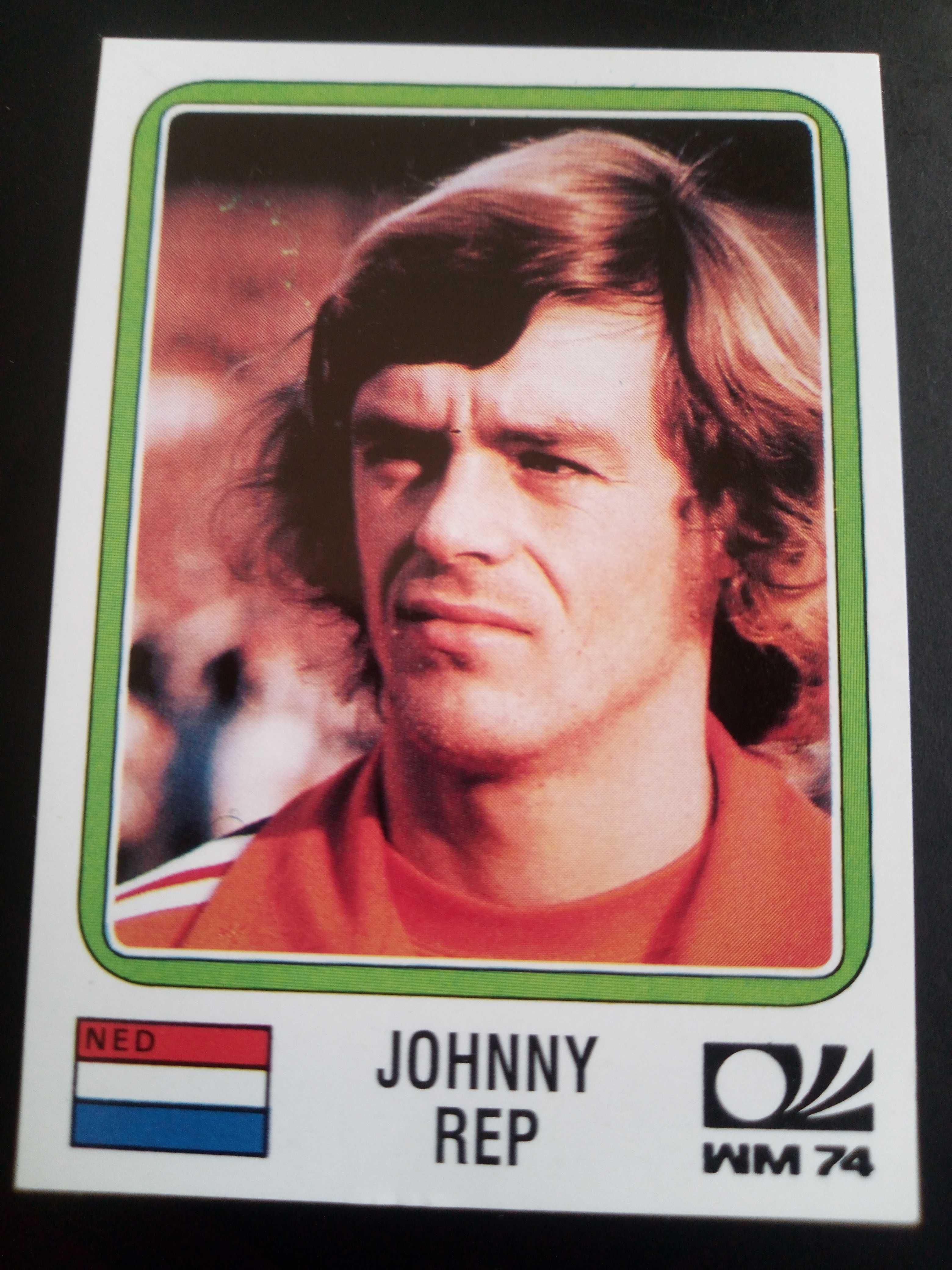 Cromo Panini World Cup Story de Johnny Rep no Mundial 74 na Alemanha