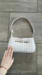 Mini mała torebka na ramię w kratkę damska baguette shoulder bag retro
