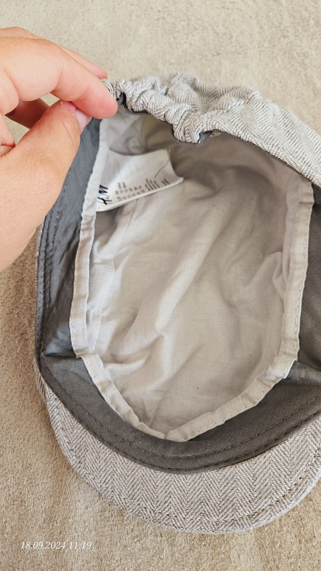 Szary kaszkiet chłopięcy nowy h&m 12-18m 86