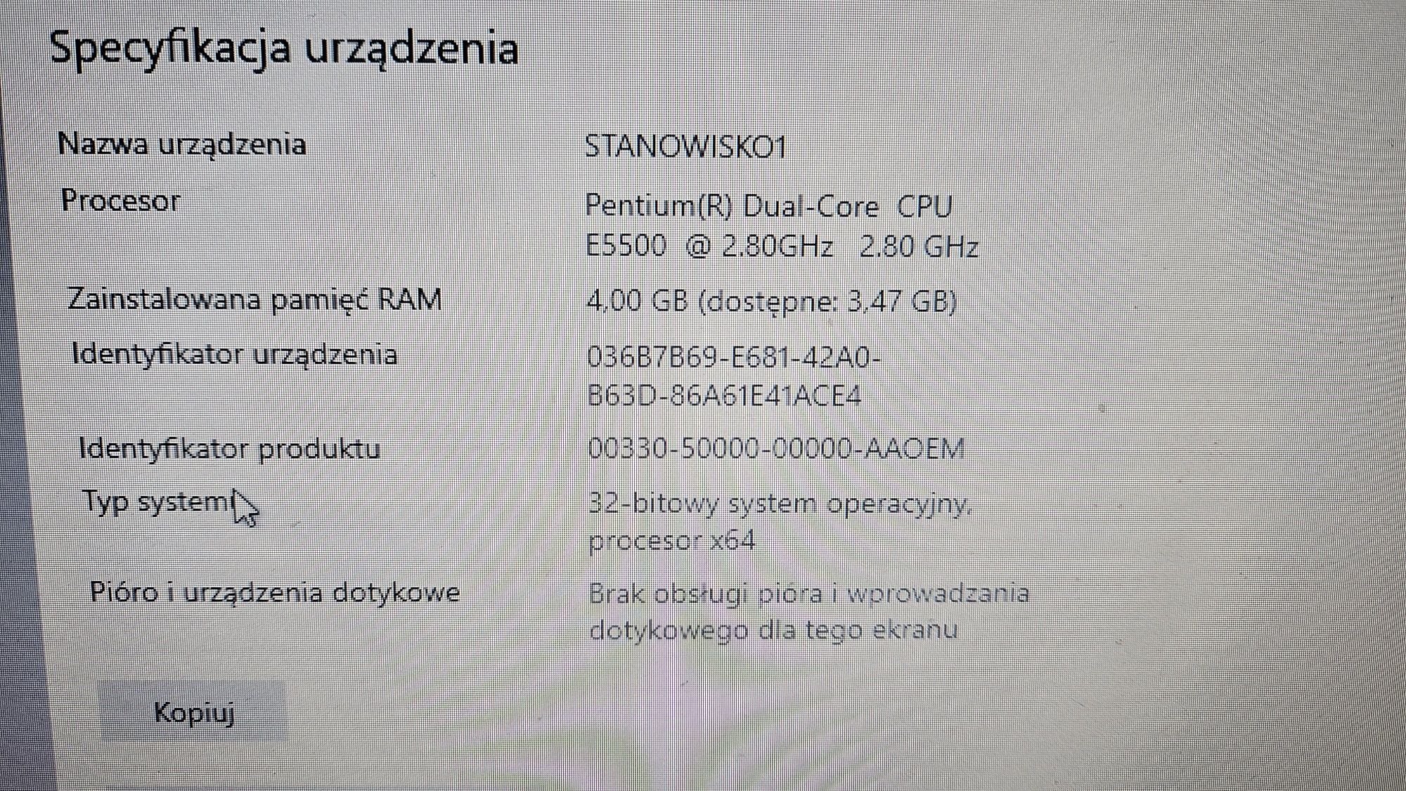 Komputer Stacjonarny Monitor Klawiatura i mysz bezprzewodowa, WIN10