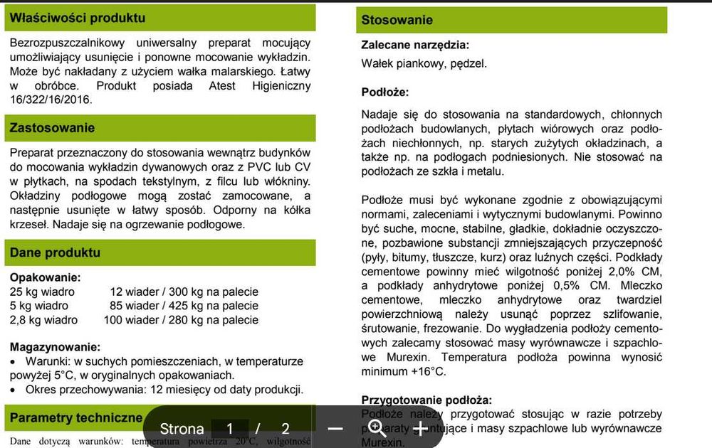 1/2 wiadra Uniwersalny preparat mocujący WL 720 MUREXIN  pół wiadra po