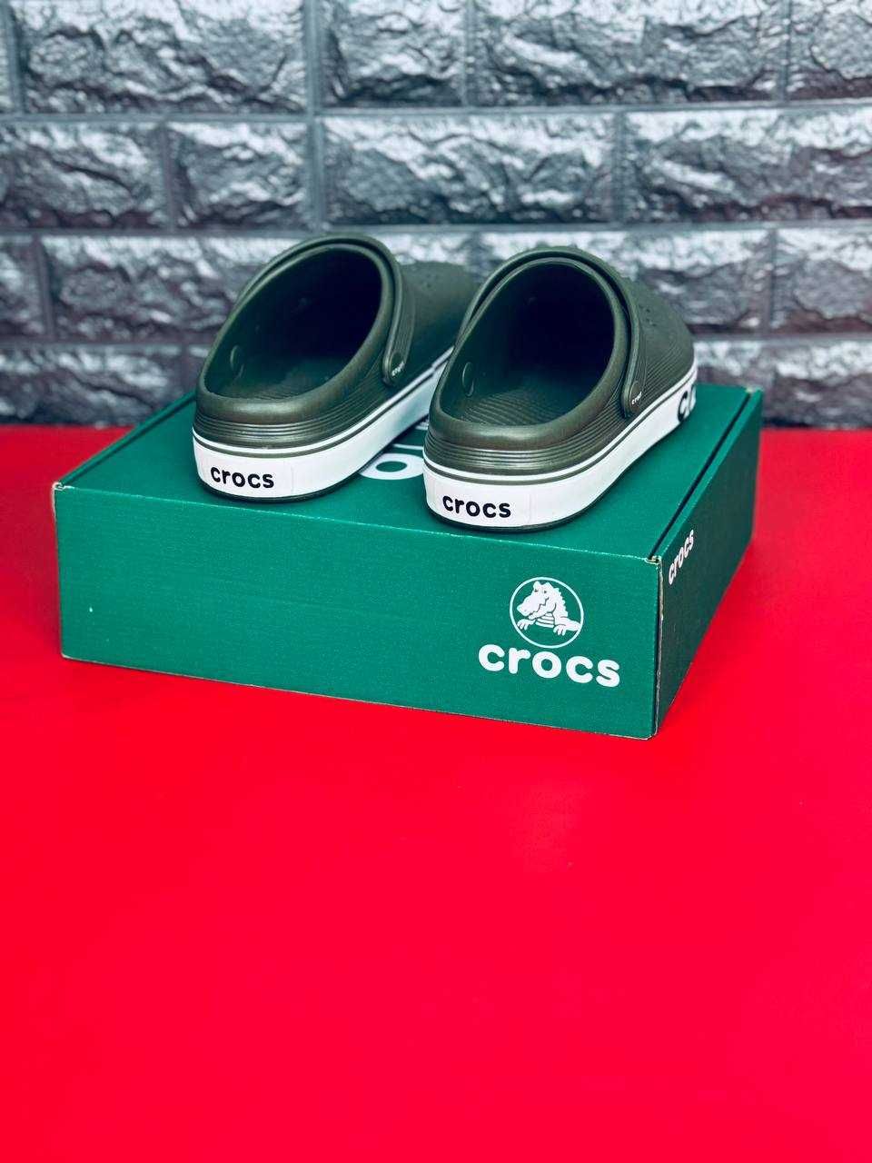 Мужские кроксы Crocs шлёпанцы цвета хаки подростковые кроксы 36-46