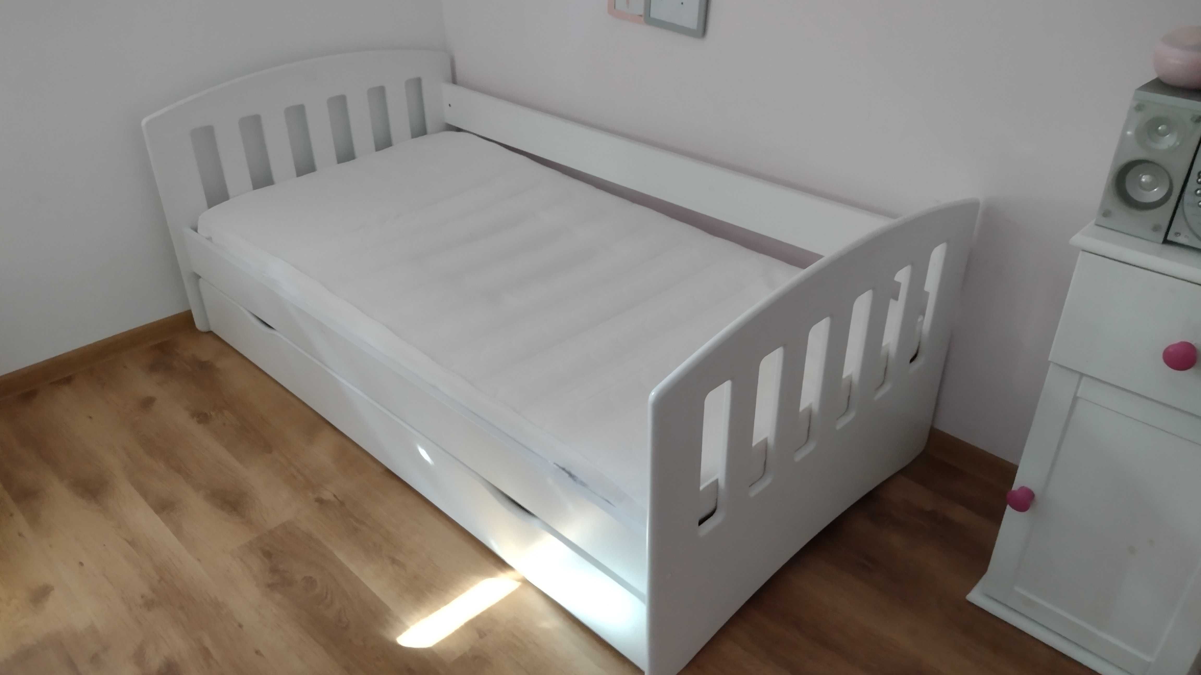 Łóżko dziecięce białe szuflada materac 80/160
