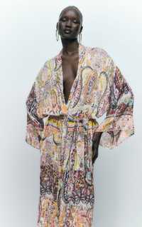 Kimono narzutka Zara rozmiar M marokańskie wzory oversize plażowe