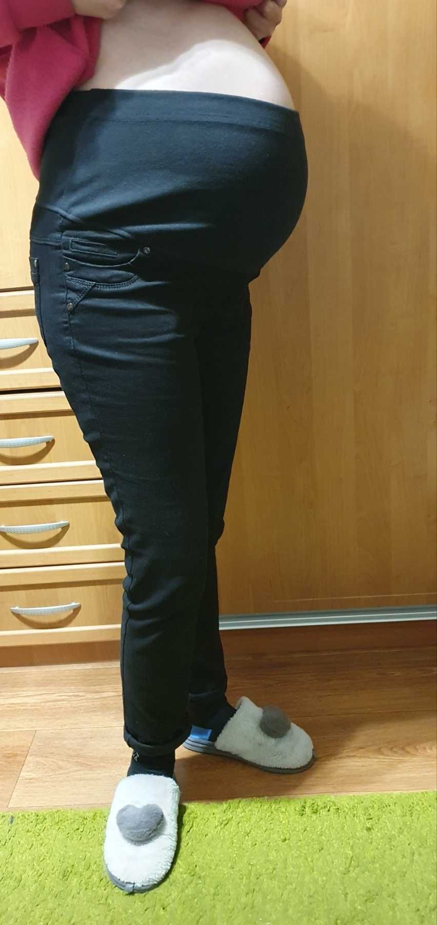 Штаны для беременных 7-9 месяц, рост 168. джинсы, теплые черные.