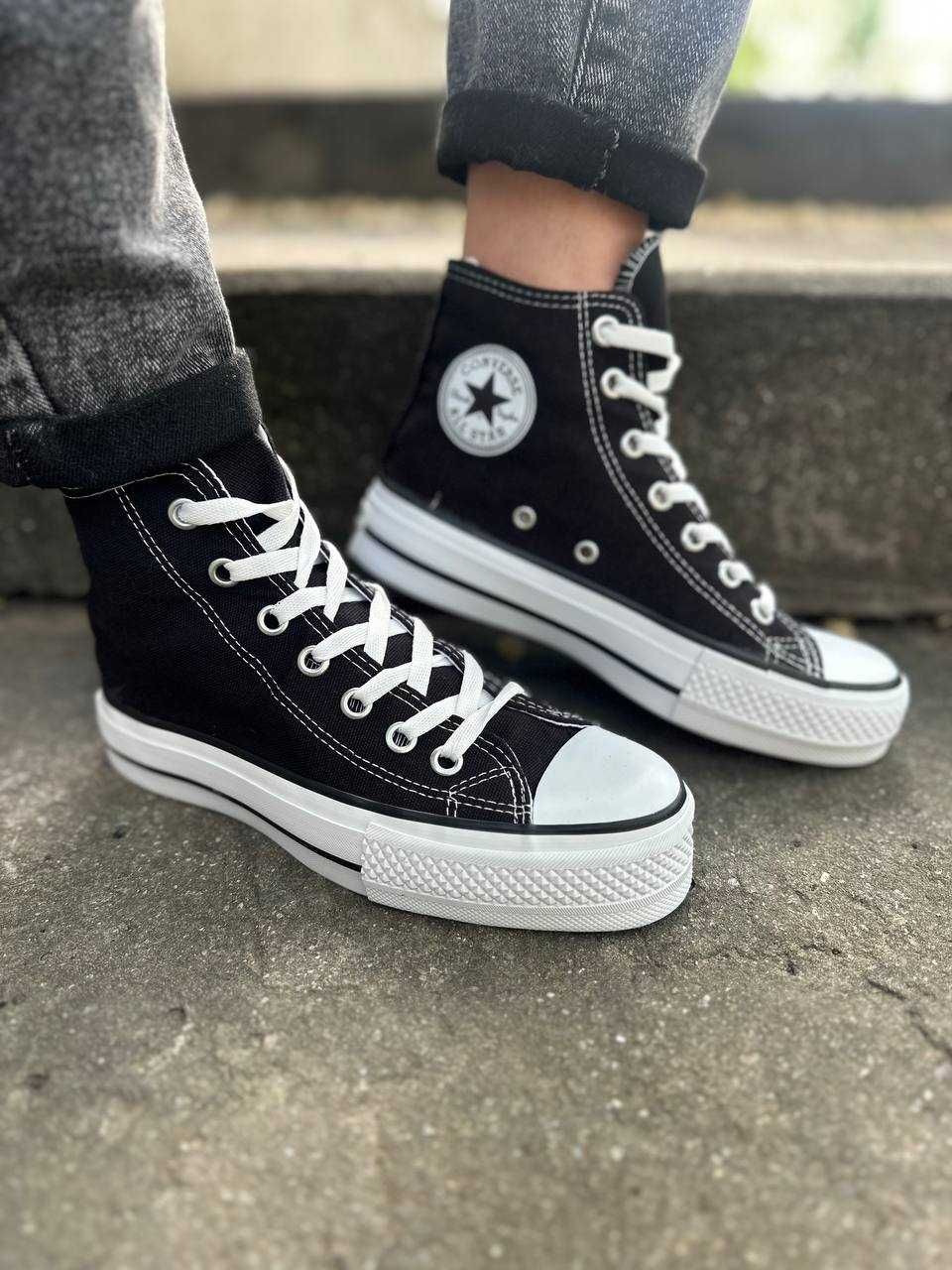 Жіночі високі кеди Converse All Star на платформі конверси НАЛОЖКА