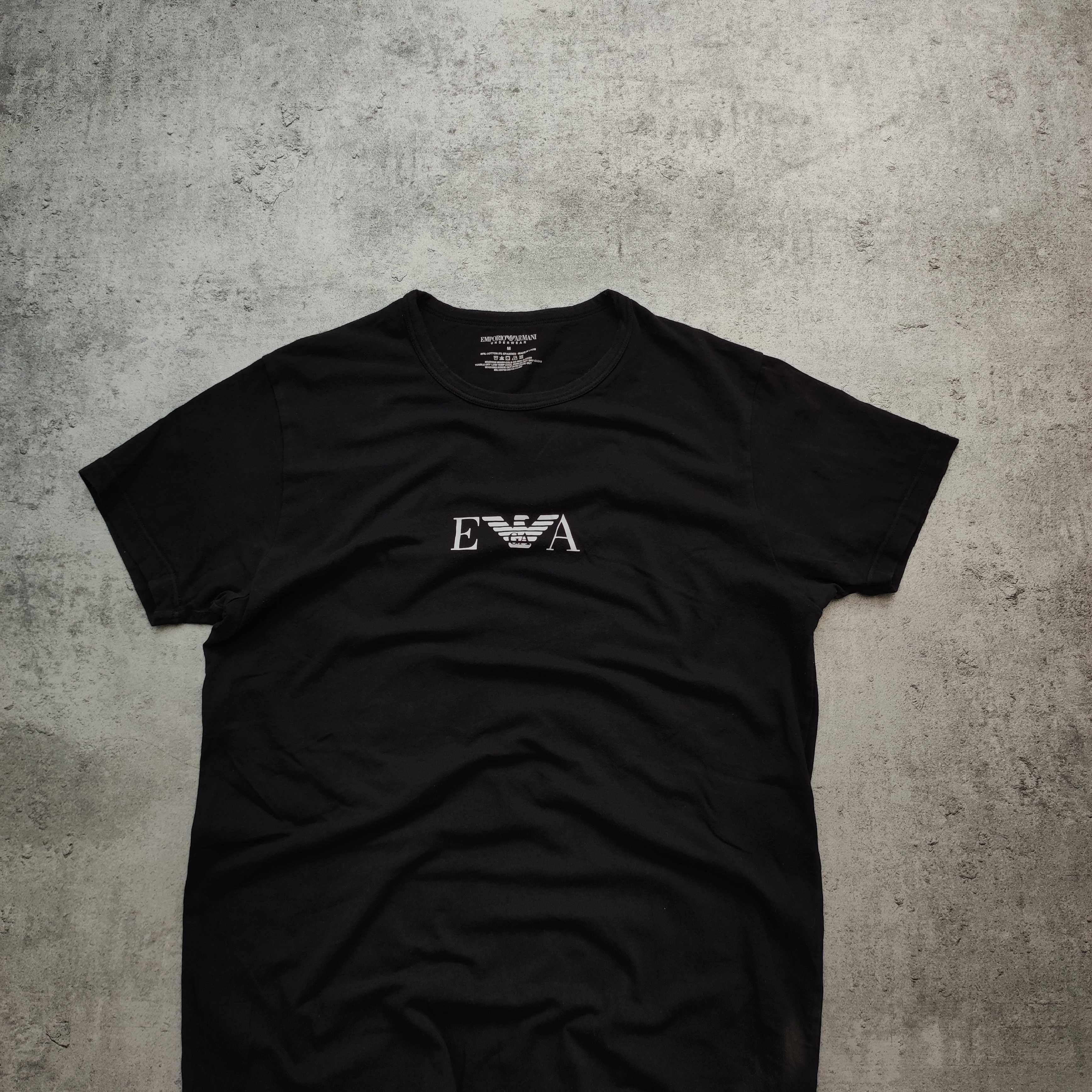 MĘSKA Koszulka Czarna Elastyczna PREMIUM Emprio Armani EA7 Casual Logo