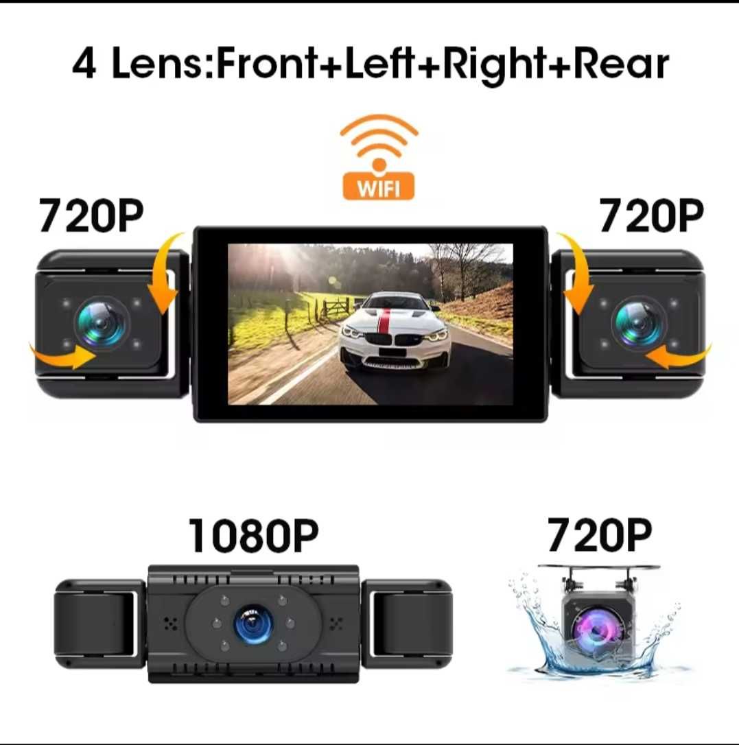 Видеорегистратор 1080P WIFI c 3 объективами,32 гиг.флешка,камера новый