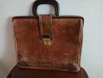 Vintage Retro Torba Aktówka Skórzana Lekarska Prawnik itp