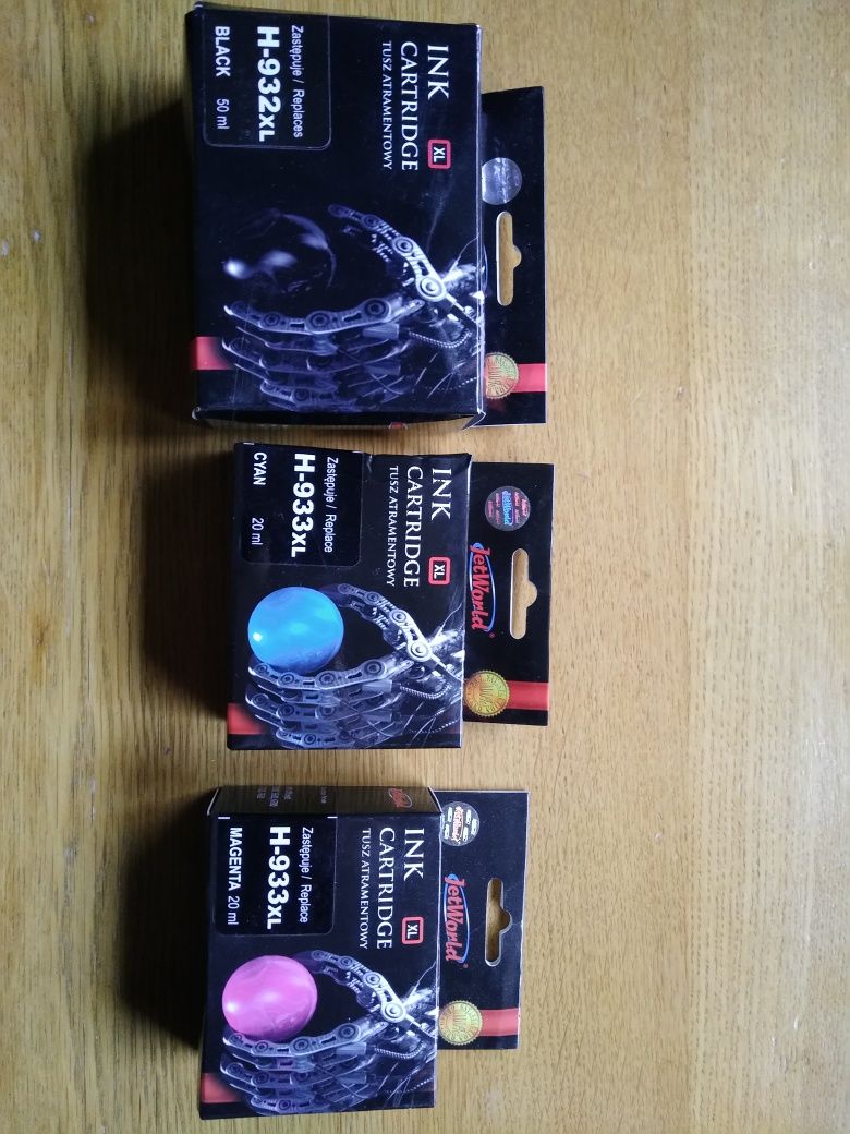 Tusz cyan i magenta HP 933 xl i black czarny 932 xl