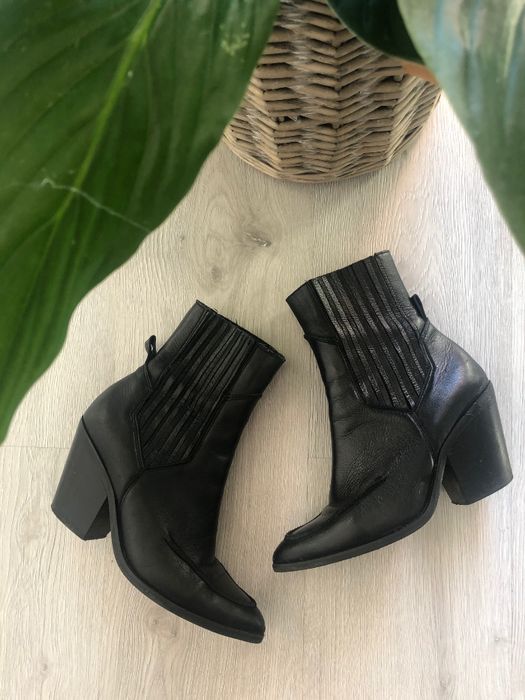 Mango botki w stylu kowbojskim kowbojki skóra naturalna 38 czarne