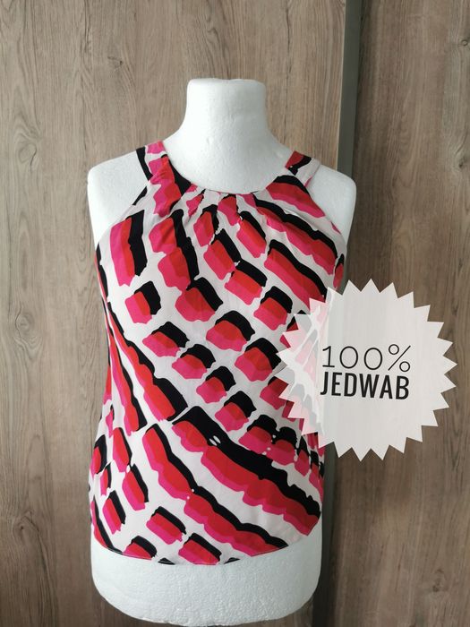 Coast jedwabna bluzka z dekoltem typu halter 100% jedwab silk M