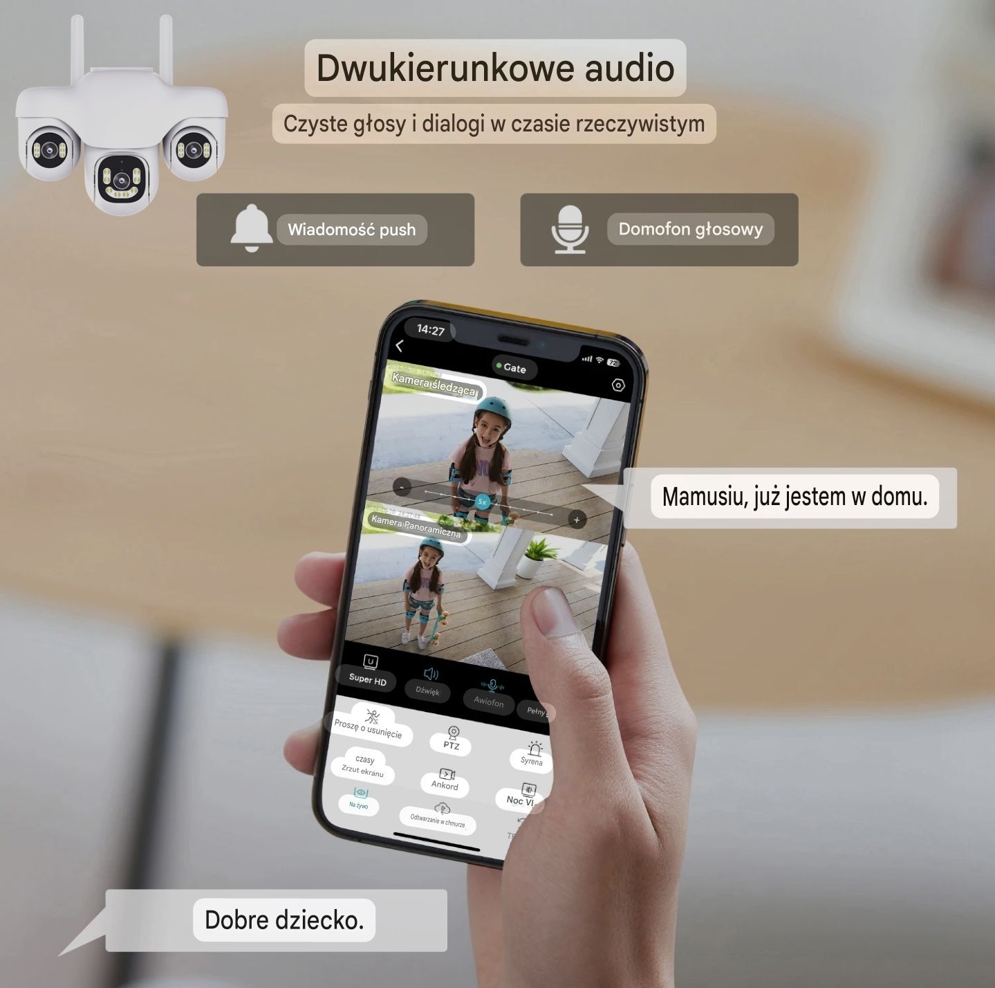 Kamera WIFI 3 obiektywy 15MP Obrotowa IP66