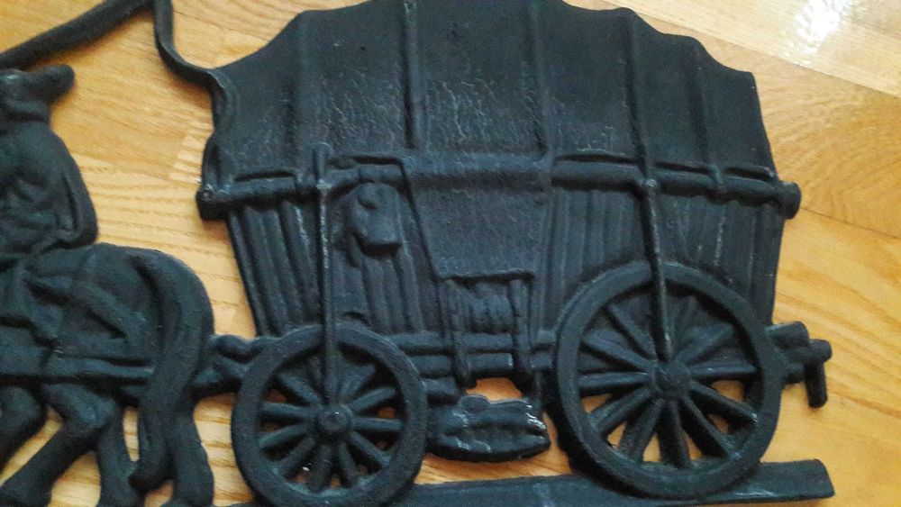 Wóz z zaprzęgiem konnym żeliwny -tabor konie