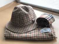 Шляпа, два шарфа комплект dannimac, англия. бежевая шотландка.
