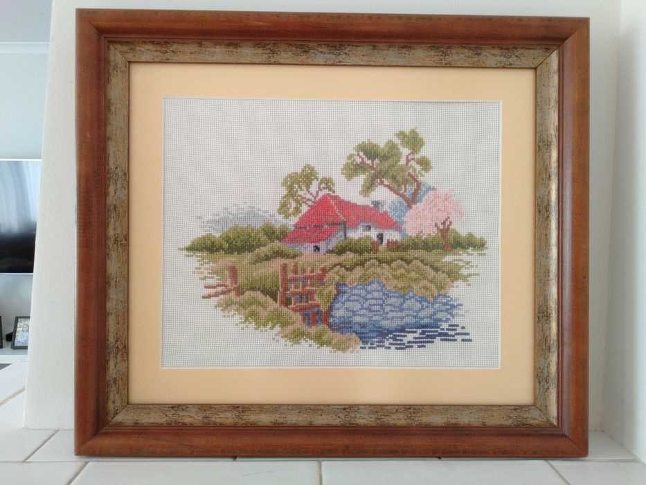 Obraz duży wyszywany, haft krzyżykowy, pejzaż