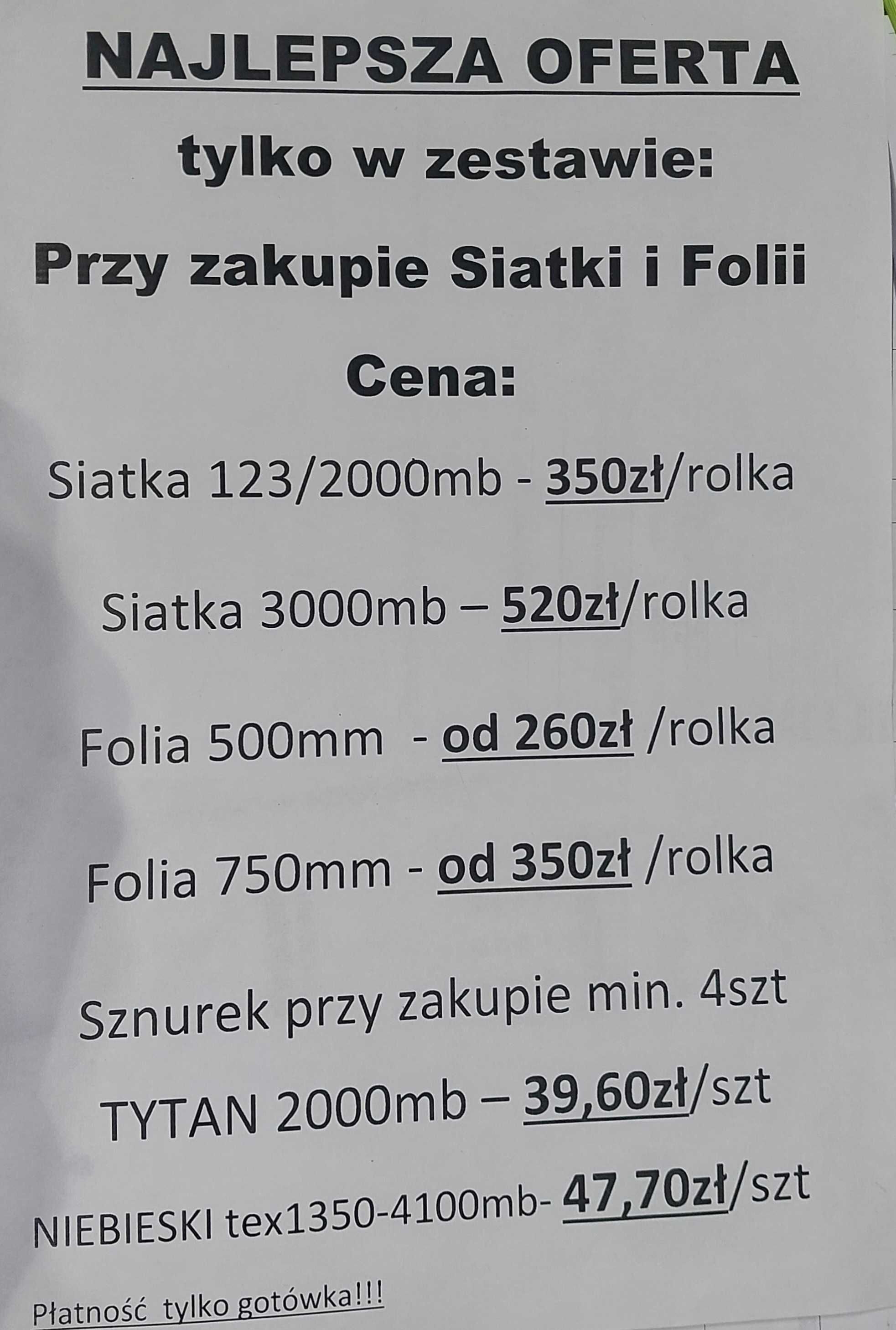 Siatka folia sznurek do sianokiszonki balotów