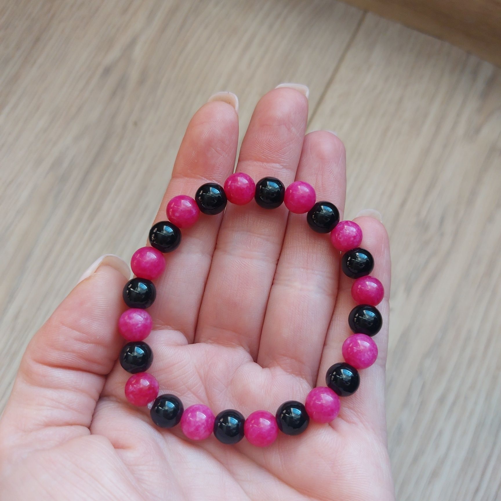 Bransoletka z kamieni naturalnych  jadeit + onyks