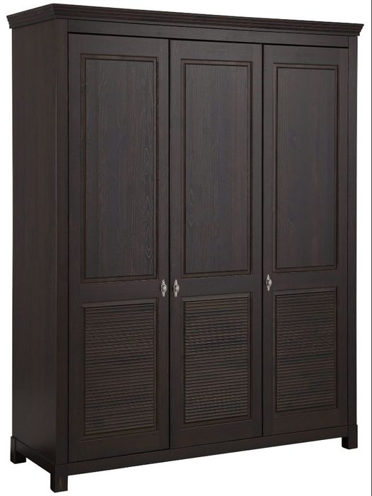 Drewniana sosnowa szafa z frezowaniem 160x195 cm - czarnobrąz (wenge)