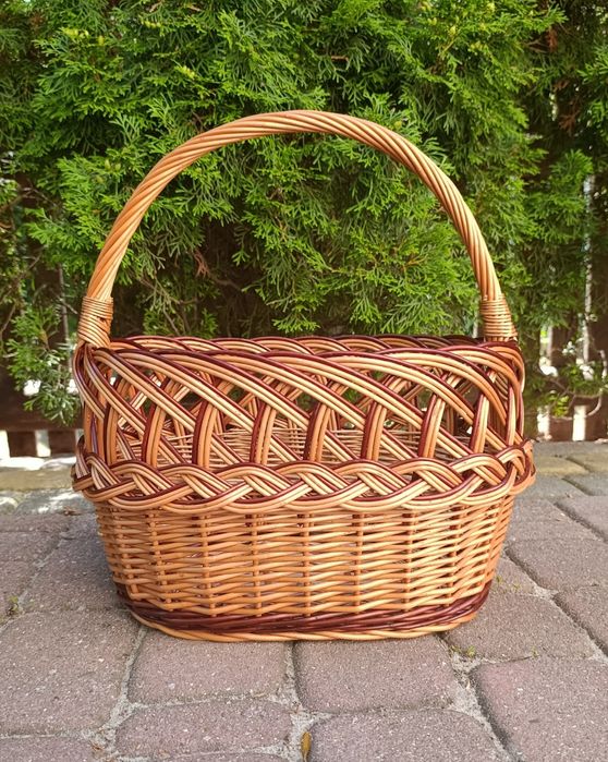 Ażurowy kosz wiklinowy koszyk na zakupy grzyby prezentowy