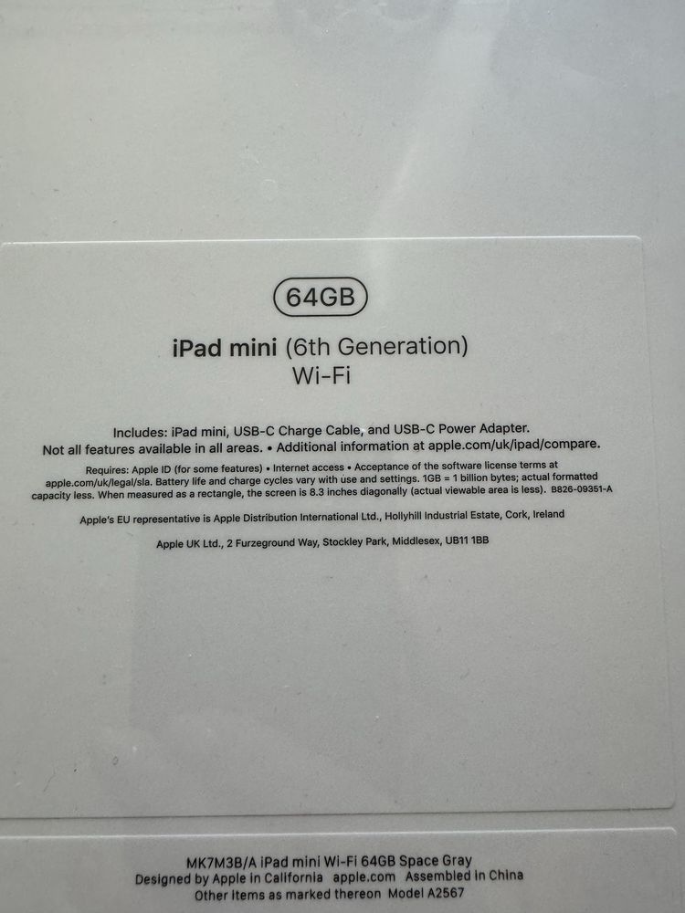 IPad mini 6th Generation WiFi 64 GB space grey