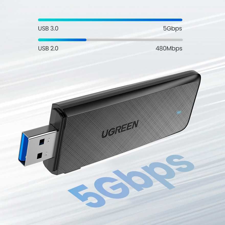USB WiFi-адаптер для пк двухдиапазонный AC1300 5/2.4GHz 900Мб/с UGREEN