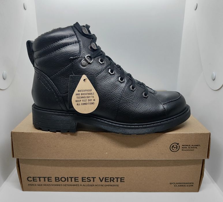 25 26,5см водонепроницаемые кожаные зимние ботинки Clarks ор