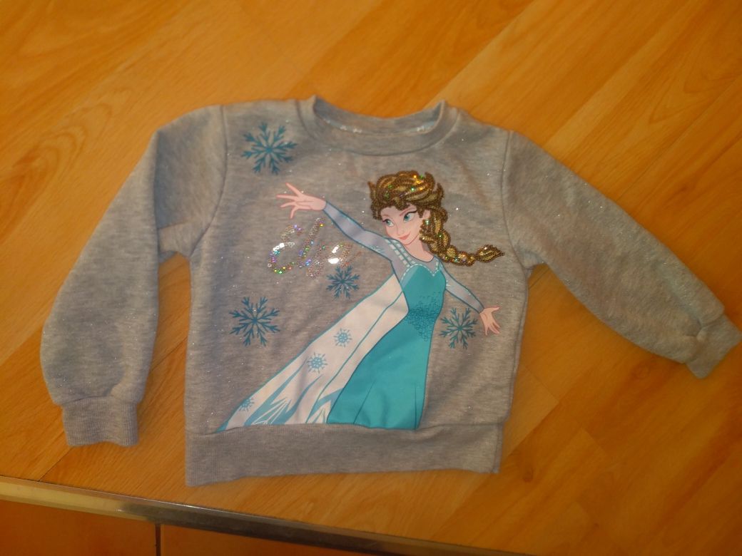 błyszcząca bluza cekiny FROZEN Kraina Lodu Elsa firmy Primark  92-98cm