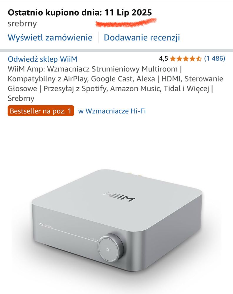 Nowy Wiim amp wzmacniacz DAC strumieniowy airplay  - silver