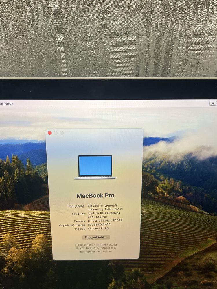 Macbook pro 13 2019 8/256 gb