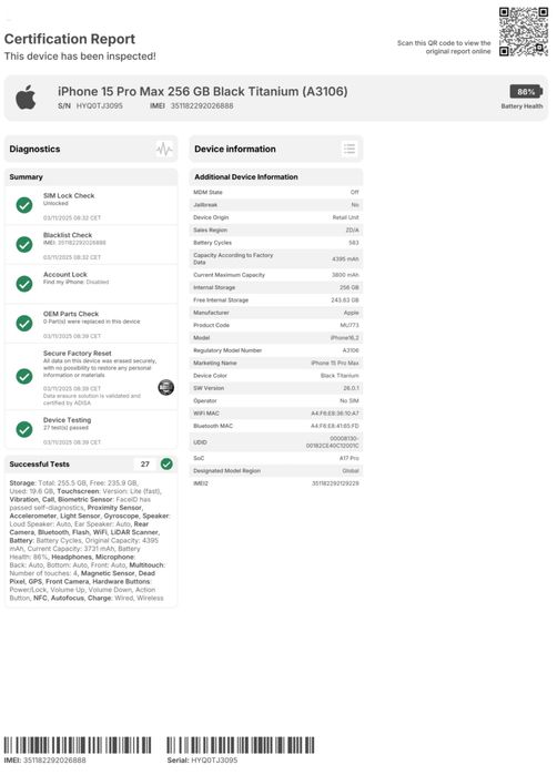 Iphone 15 Pro Max 256GB Preto Titânio Ótimo Estado Original