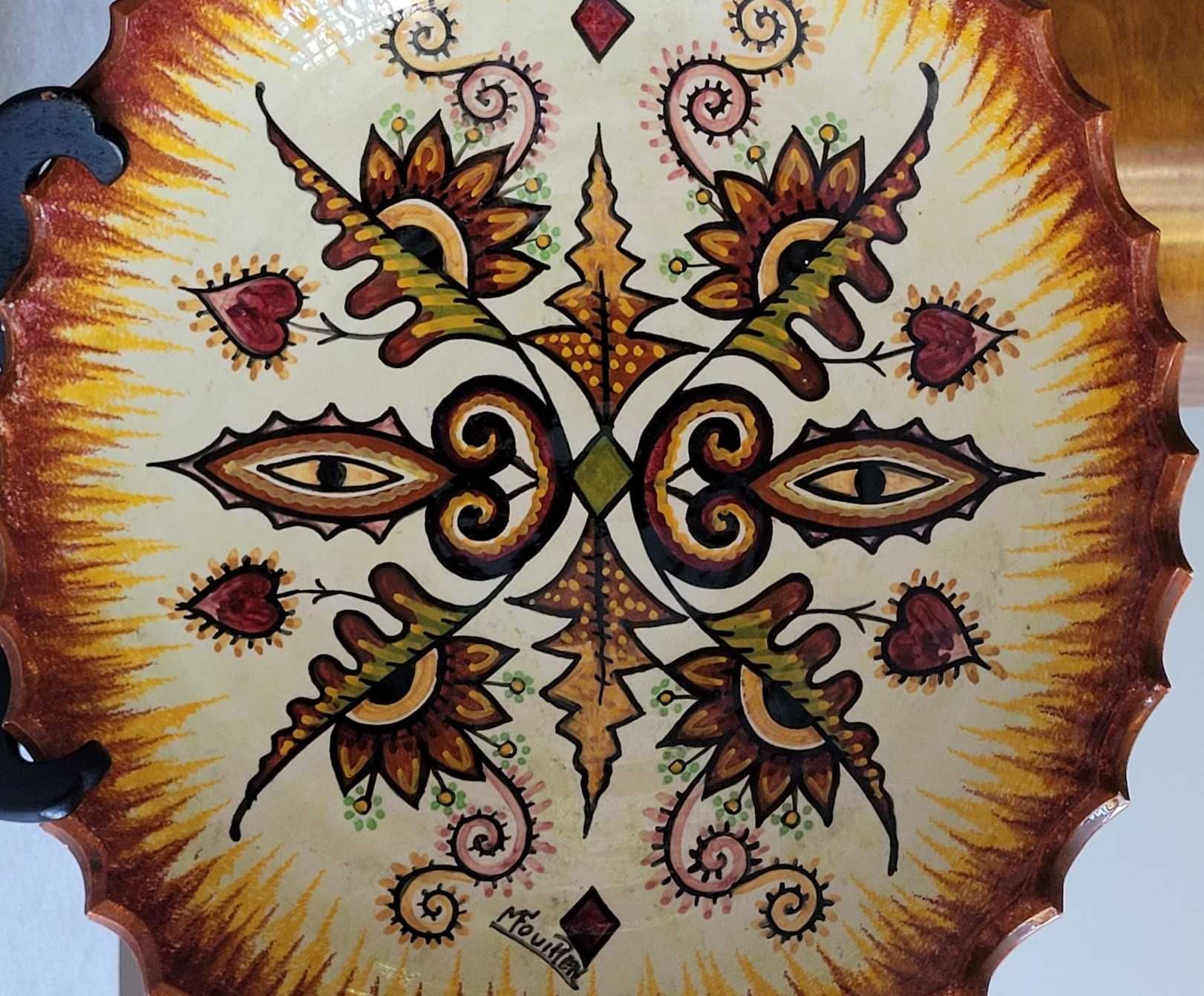 Ceramiczna patera z uszami Quimper ręcznie malowana Maurice Fouillen