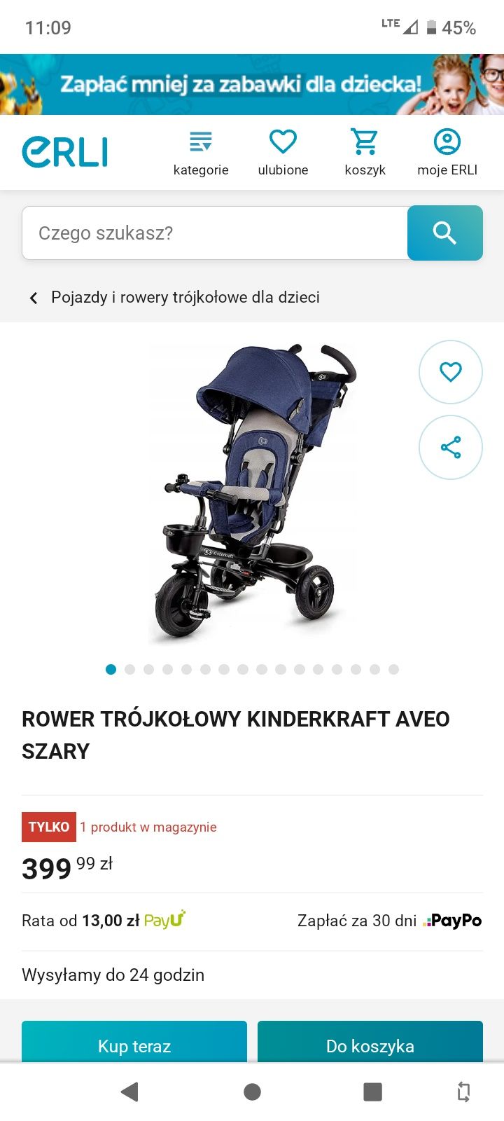 Rowerek trójkołowy Kindekraft Aveo