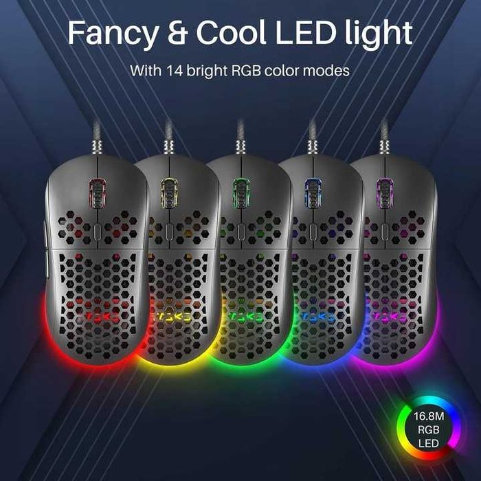Mysz Gamingowa do Gier Podświetlana RGB Przewodowa TMKB M1 12800 DPI