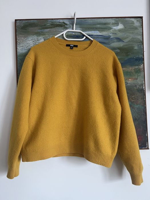 Uniqlo wełna sweter żółty zima