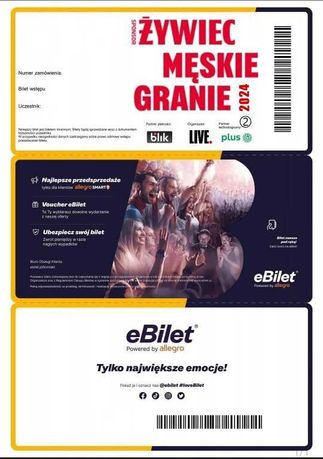 2 Bilety pdf Męskie Granie 2024 Kraków Sobota 10.08.2024 Bilet