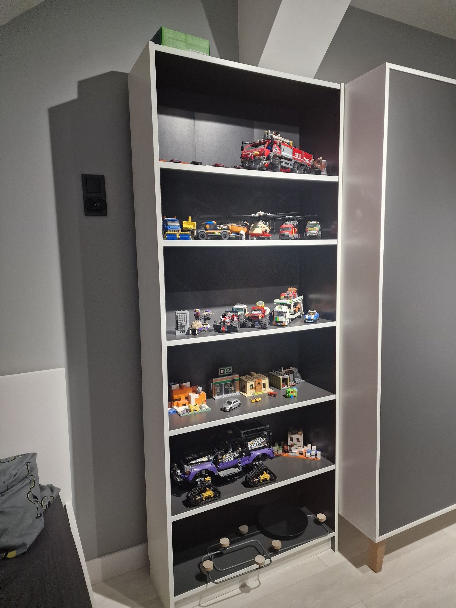 Regal billy ikea biało szary półki wysoki szeroki