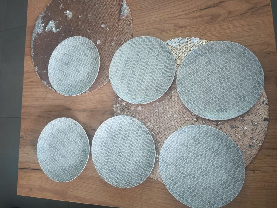 Talerze deserowe actuel szaro-białe 19 cm 6 szt