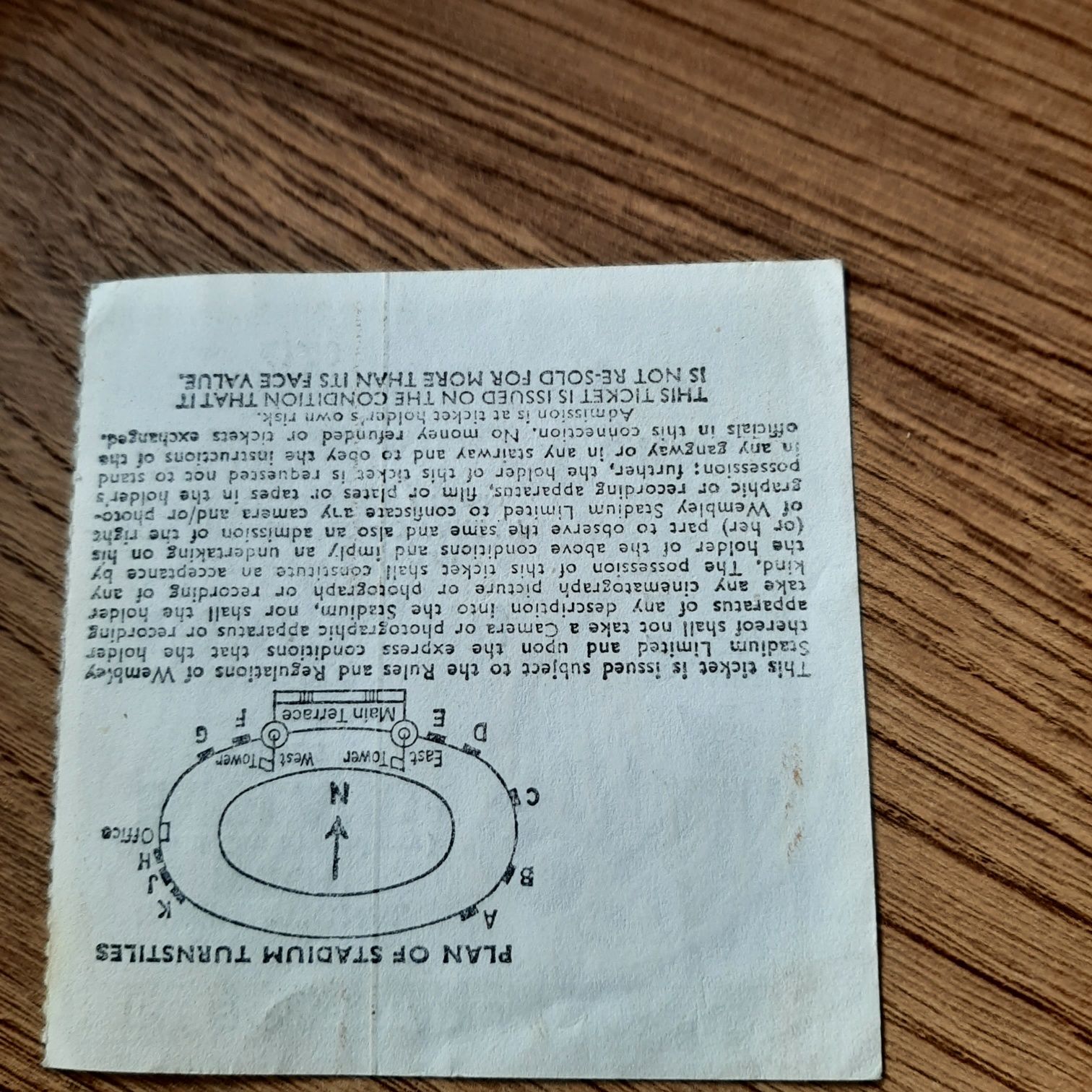 Bilet z meczu Anglia-Polska 1973