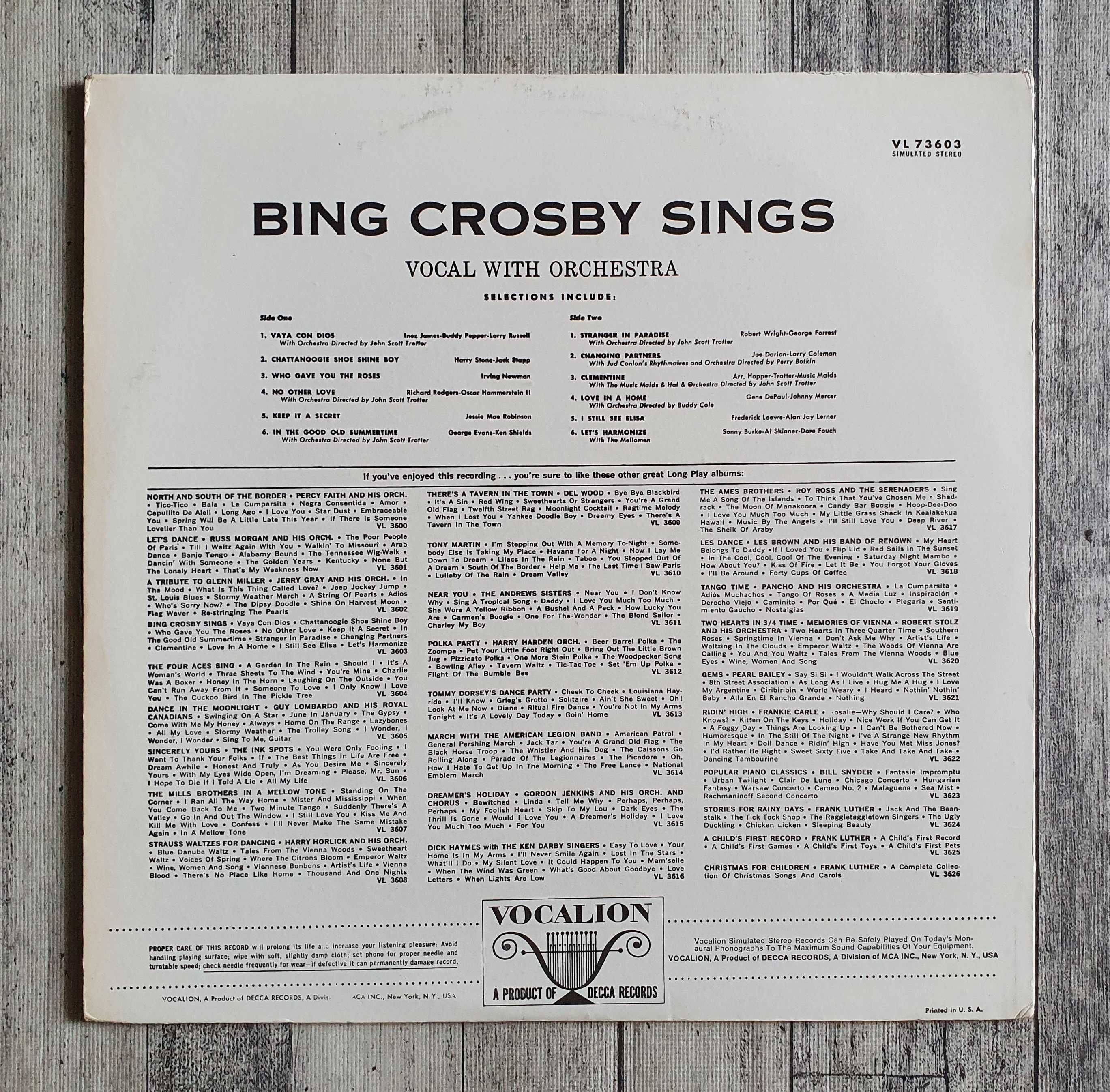 Bing Crosby Sings LP 12