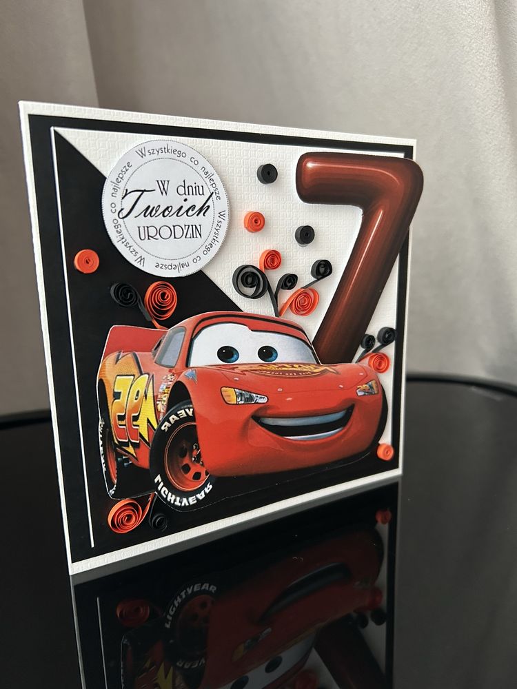 Kartka urodzinowa recznie robiona 7 urodziny quilling